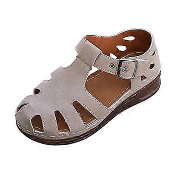 Sandalias de cuña marrones para mujer, estilo casual de verano, con puntera abierta, plataforma calada, cómodas, ligeras y de diseño sencillo, talla 41.
