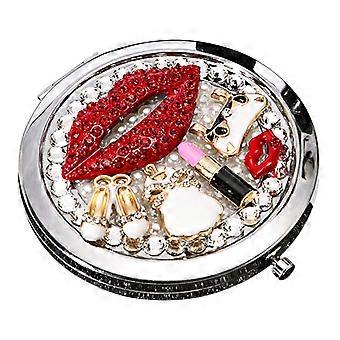 1pc Portable Girl Makeup Mirror Dual-sided Folding Mirror Girl Cosmetics Mirror