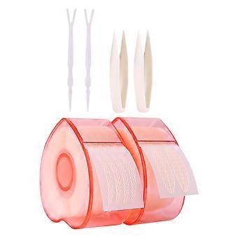 2 Roll Adhesive Double Eyelid Sticker Eye Tape Lift Strip with Fork and Tweezers