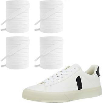 Veja sportsskolisser, 2-pakning, 100 % bomulls flate ensfargede sportsskolisser, unisex, hvite.
