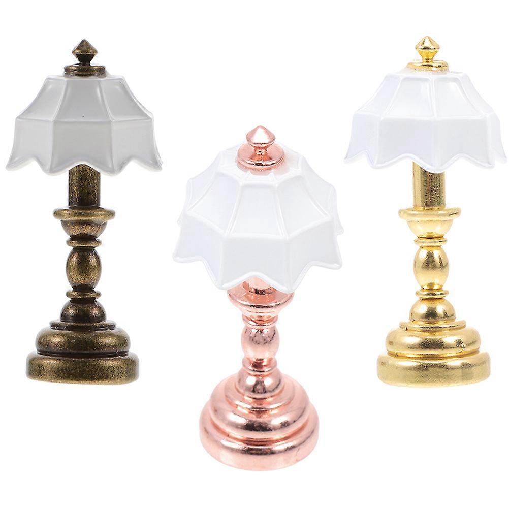 Tiny Table Lamp Mini Desk Lamp Mini Crafts Realistic Design Metal Material 3Pcs