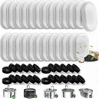 50 Replacement Filters for Cat Water Fountains, Compatible with 108/3.2L and 67oz/2L Stainless Steel Pet Dispensers, Ideal for Cats and Dogs