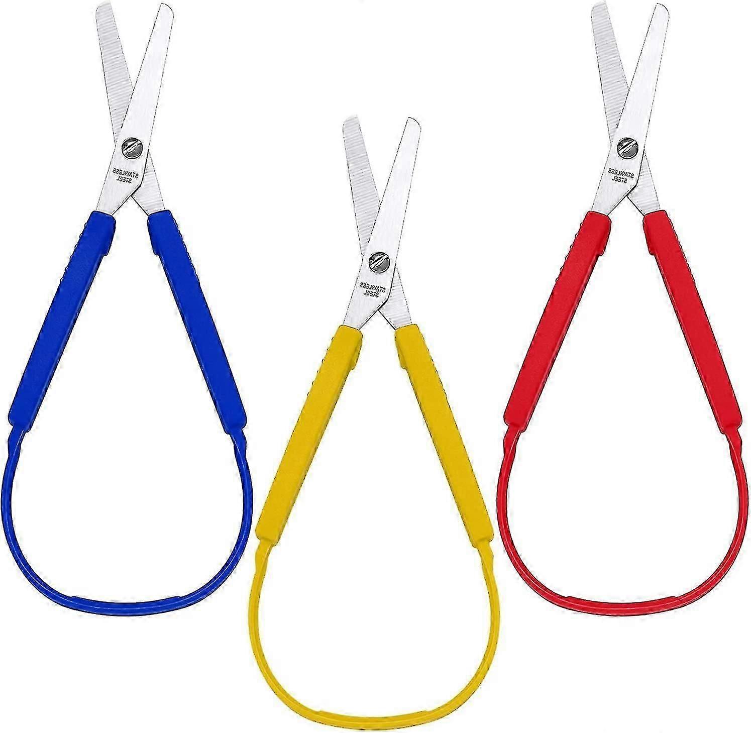 Kids Self-opening Adaptive Scissors with Colorful Loop Handle for Cutting