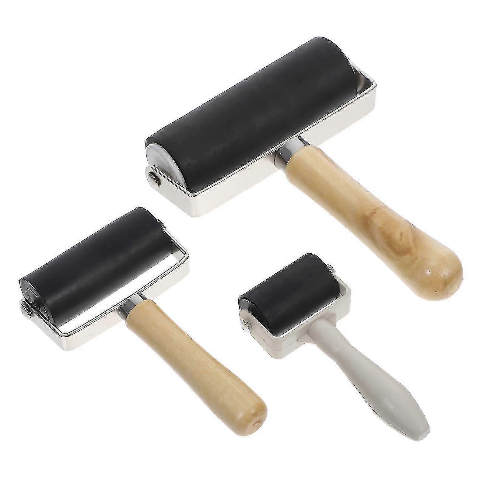 Rubber Printmaking Rollers Set, 3Pcs, for Crafts Painting
