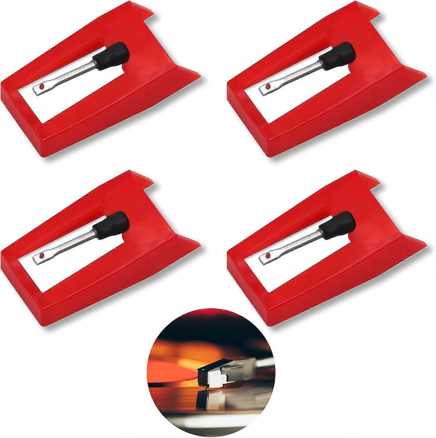 4PCS Record Player Needle Universal Turntable Replacement Needle for Vinyl Record Player Ruby Tip Stylus Ceramic Record Needle Compatible with Crosley