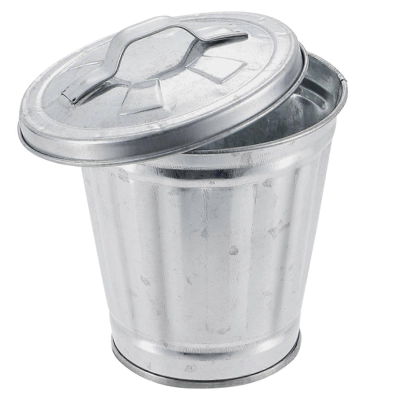 Silver Desktop Trash Can Mini Waste Container for Storage