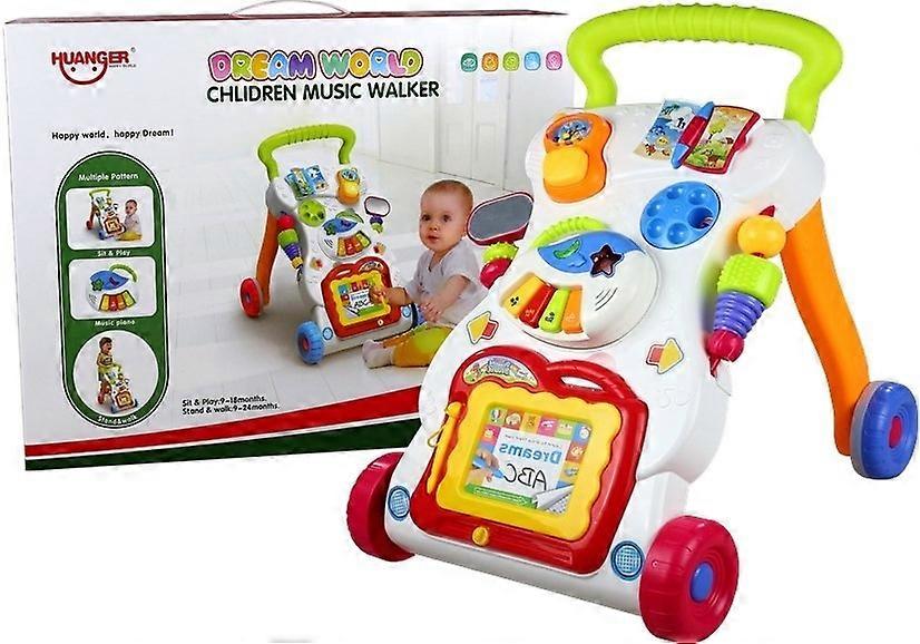 Interactive push cart with drawing board & piano