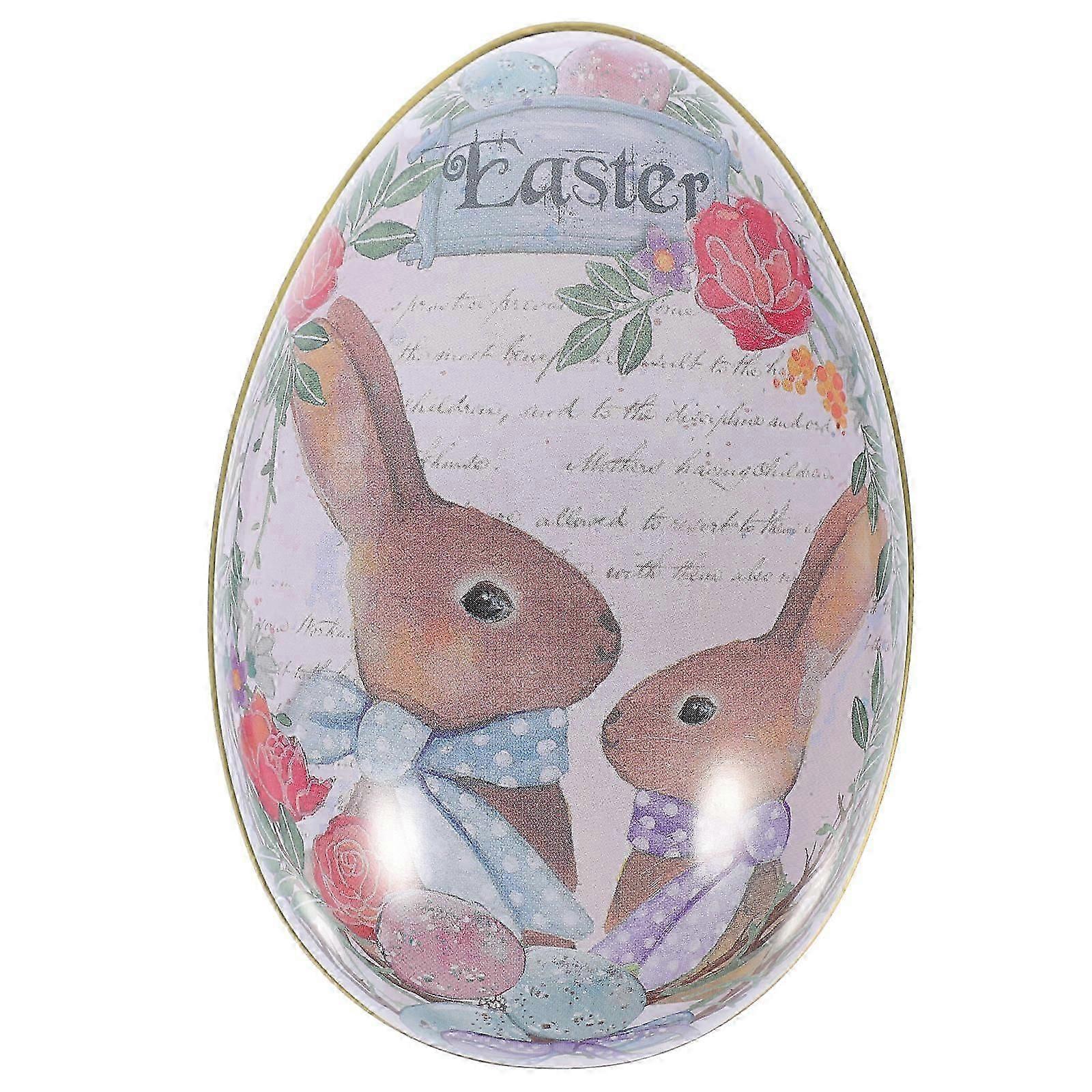 Multi Color Tinplate Candy Box Egg Shape Storage Container Easter Treats Gift Packaging 1Set