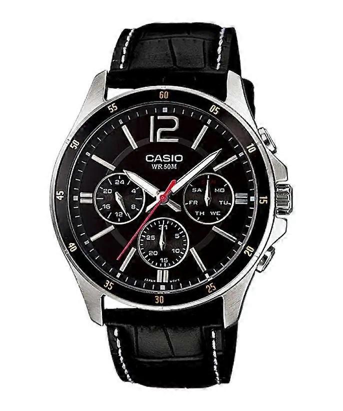 CASIO COLLECTION MULTIFUNCTION CALENDAR, LEATHER - BLACK