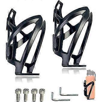 Set of 2 Bicycle Bottle Cages, Polycarbonate Lightweight Bottle Holders, Secure for Road Mountain City E-Bikes, with Screws and Wrench, Black