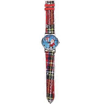 Relógio de pulso natalino com pulseira, relógio de Papai Noel para usar