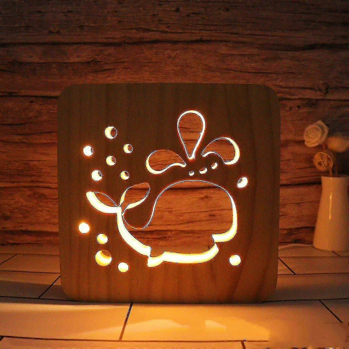 Dercass Shark Led Night Light Solid Wood Low Energy Used Button Switch Soft