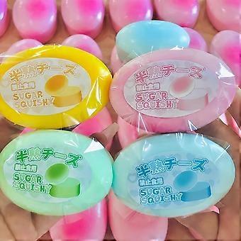 Slow Rising Bread Squishy Toy Random 4Pcs, Sticky Soft Toast Shaped Fidget Squishies, Portable Vibrant Bread Shaped Squeeze Toy for All Ages
