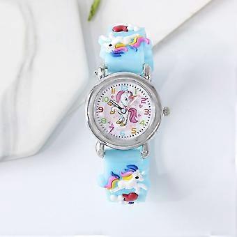 Children's watch, genuine leather quartz watch, 3D cartoon design, silicone strap, suitable for children aged 3 to 11, boys' and girls' wristwatches.
