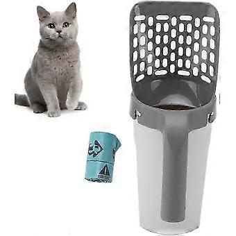Cat Litter Scoop with Disposal Refill Bag Pet Litter Box Cleaning Tool Waste Picker Cat Supply Accessory