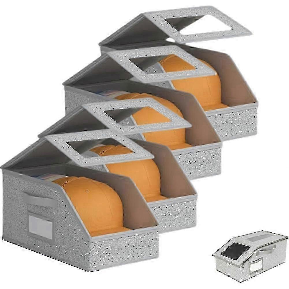 4-Pack Stackable Hat Storage Boxes for Baseball Caps, Clear Baseball Cap Organizer, Closet Storage for Caps & Accessories