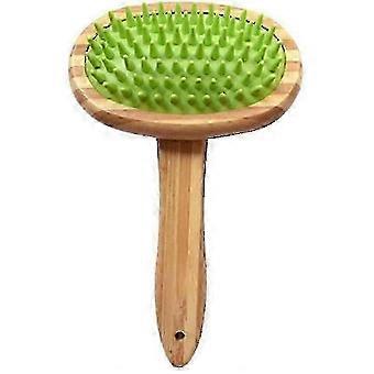 Badebürste für Haustiere, mit natürlichem Holzgriff und weichen Silikonborsten für sanfte Reinigung und Massage, ideal für das Baden von Haustieren