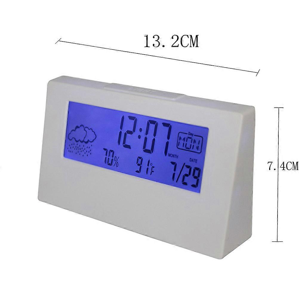 White Desktop Clock Alarm Clock with Humidity Function 3Pcs Set