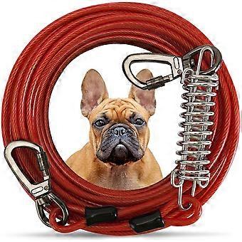 Heavy Duty Tie Out Cable Leash with Metal Durable Spring Double-ended Steel Glue Coating Wire Traction Rope for Dogs OutdoorPet Leashes