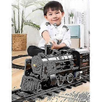 Electric Steam Locomotive Train Set with Realistic Sounds,Lights,and Smoke-Charging Model Toy in Black_zyao