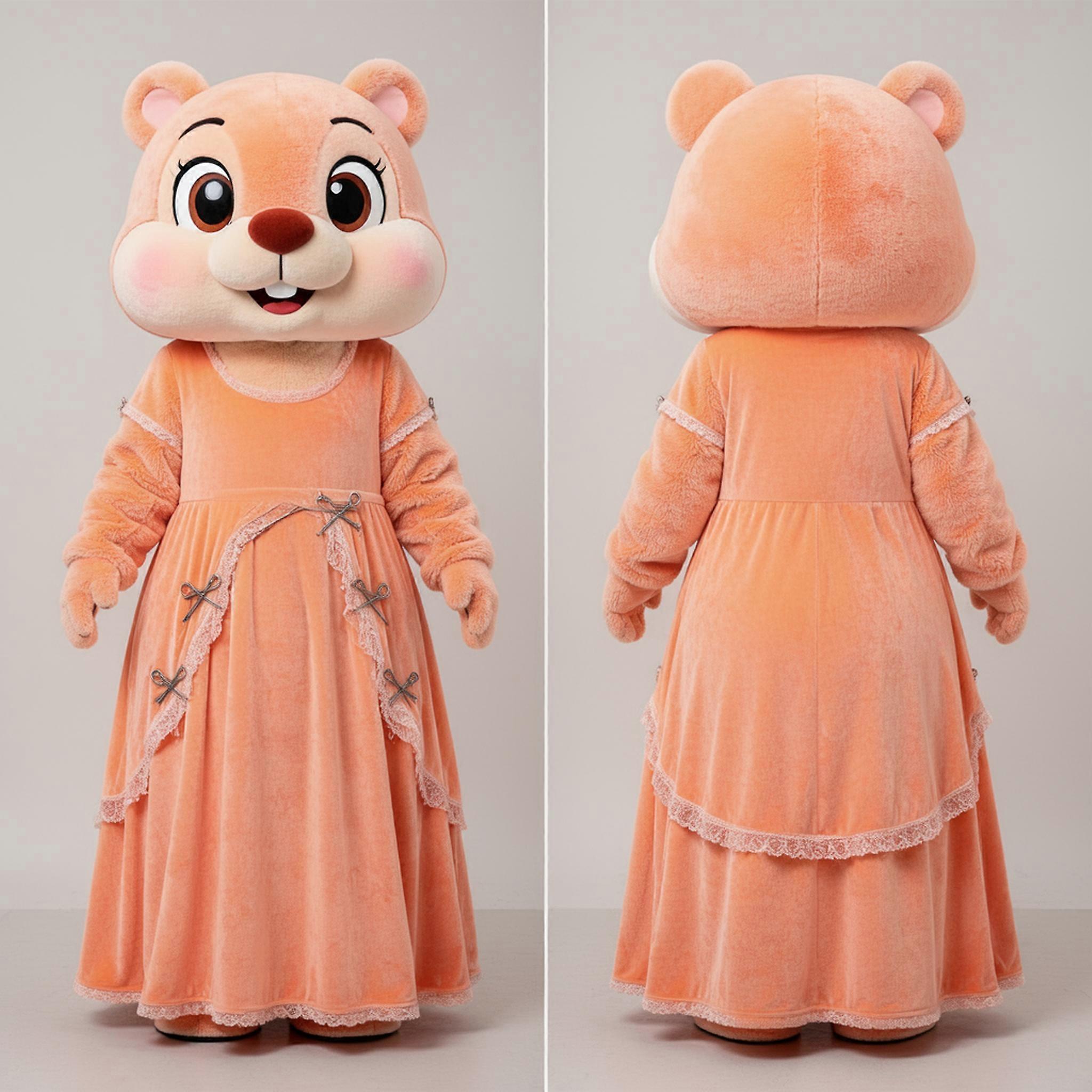 MASTICOT Peach Fuzzy Marmot Mascot