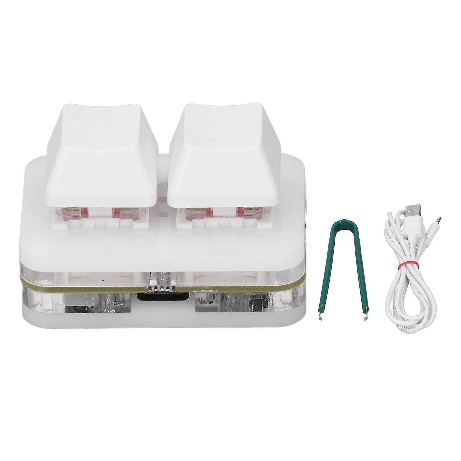 2 Keys Red Switch Keyboard Mini USB Mechanical Keypad for Rhythm Games Copy Paste Function White