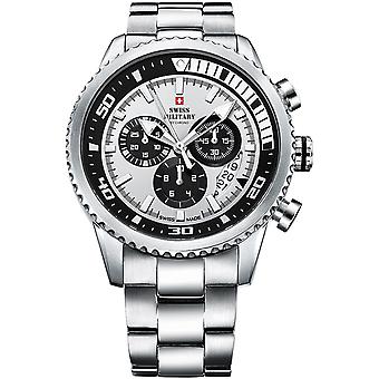 Swiss militar Swiss Quartz analógico relógio de homem com SM 34042.02 pulseira de aço inoxidável