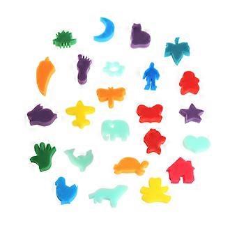 24 Piece Kids Art Sponges Set for Painting and Craft, Reusable Patterned Tools for Creative Play