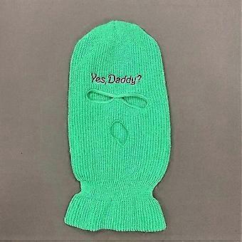 Bestickte Vollgesichts-Balaclava für Damen, warme Strick-Skimaske, Wintermütze für Outdoor-Sportarten.