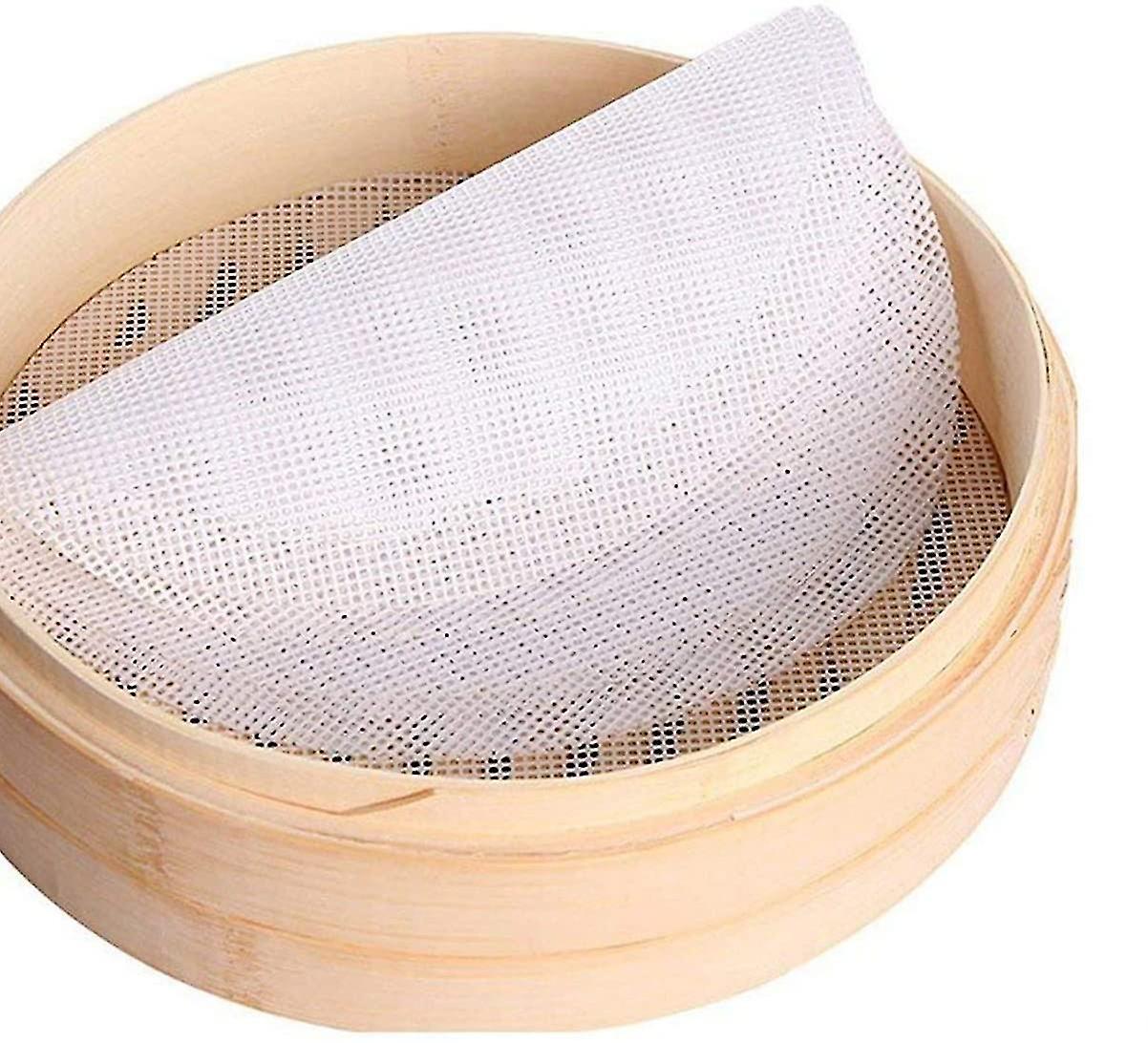 Reusable Silicone Steamer Non-stick Mesh Mat Round Dumpling Mat 5pcs (25cm)
