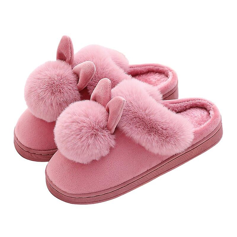 Women's Cotton Slippers Rabbit Ear Floor Indoor Cotton Slippers Winter Autumn Shoes Women Non-slip Thick Bottom House Femal Slippers 3