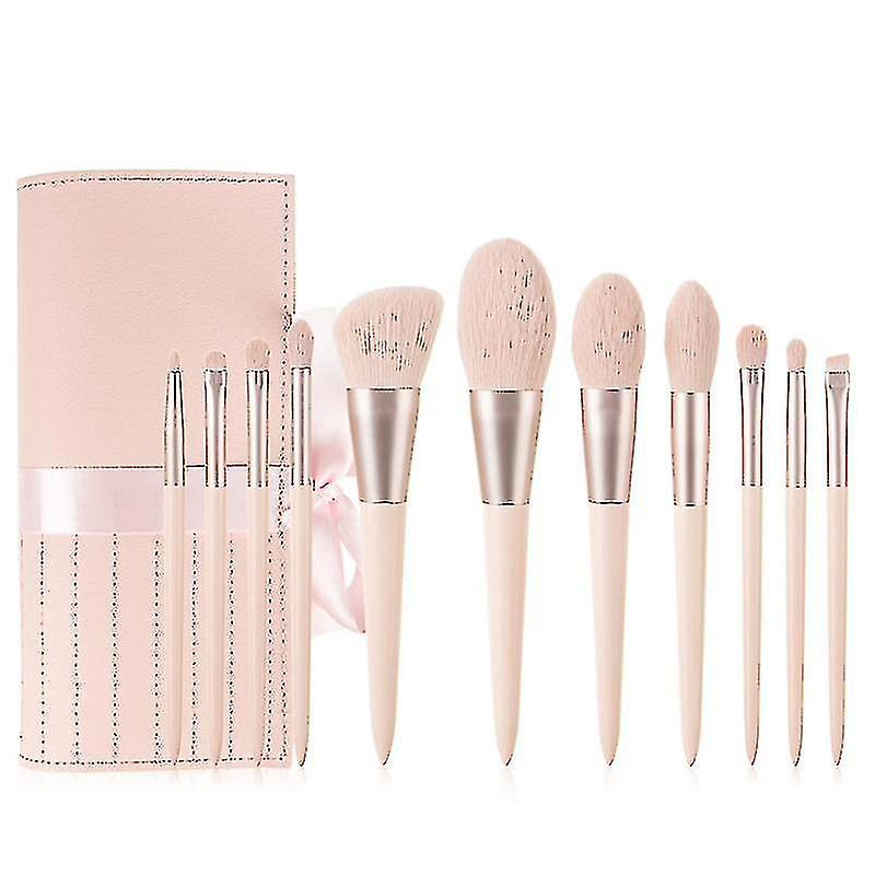 11-piece Pink Makeup Brush Barreled Set