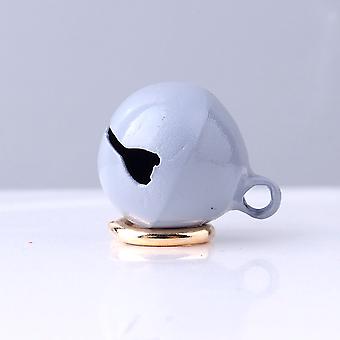 Pet Collar Bell Iron Pet Round One Piece Bell Collar Pendant Accessories with Keyring for Cats and DogsGrey