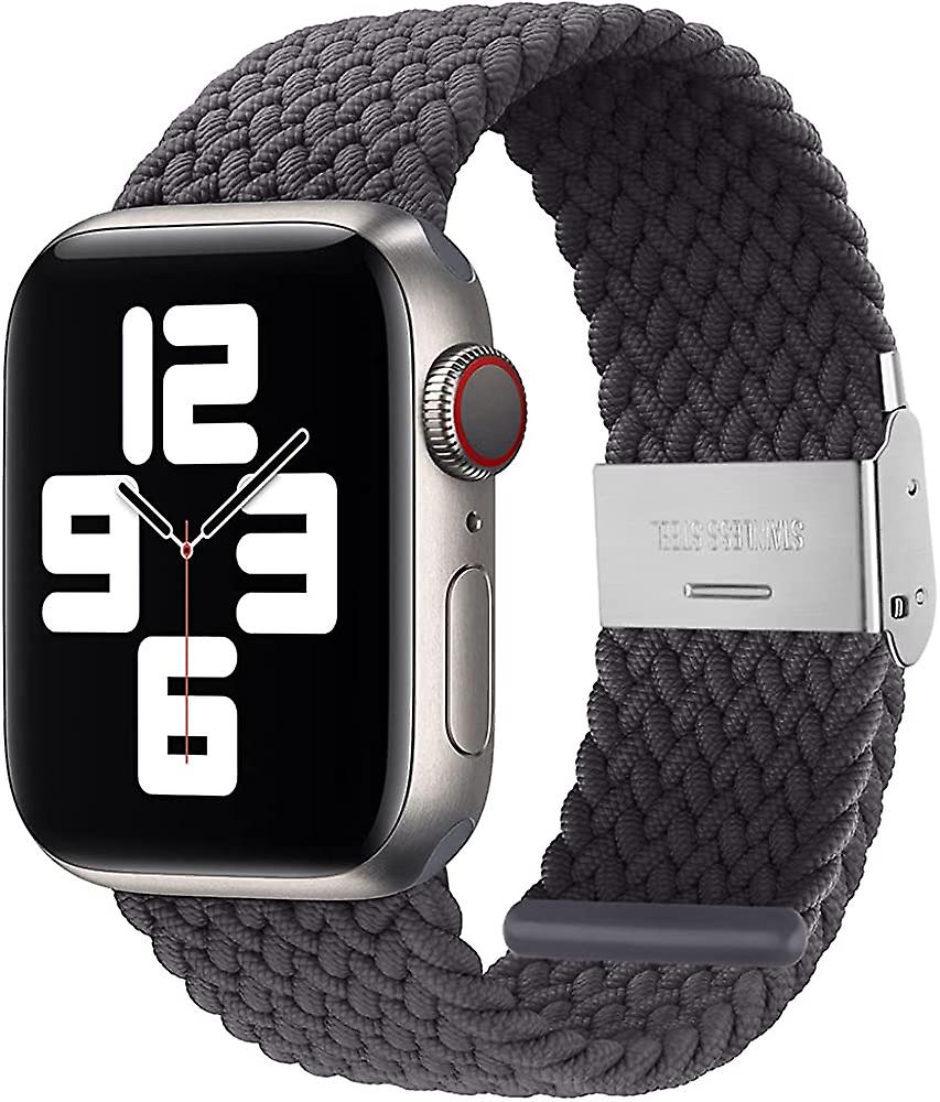 حلقة منفردة مضفرة قابلة للتعديل مع مشبك متوافق مع سوار ساعة أبل 42 مم 44 مم 45 مم سوار معصم ناعم تمتد حزام مطاطي من النايلون لسلسلة iWatch