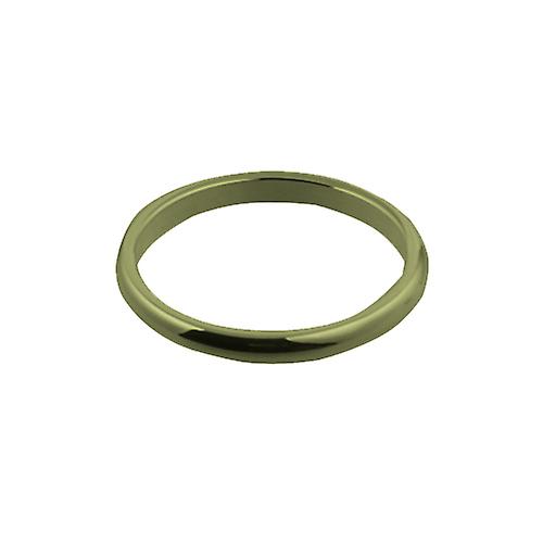 9ct Gold 2mm plain D shaped Wedding Ring Size P
