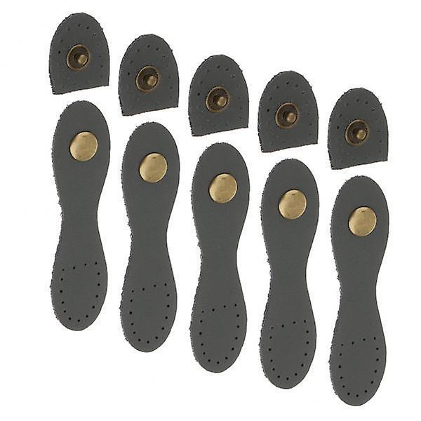 4x5 Sets Pear-shaped Leather Buckles Purse Hasp Diy Bag Accessories Grey