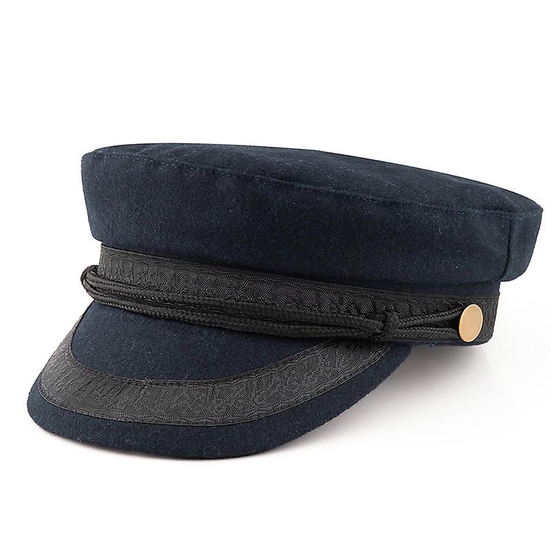 Large Size Navy Cap Small Head Flat Hat Felt Army Hat Big Bone Men Woo