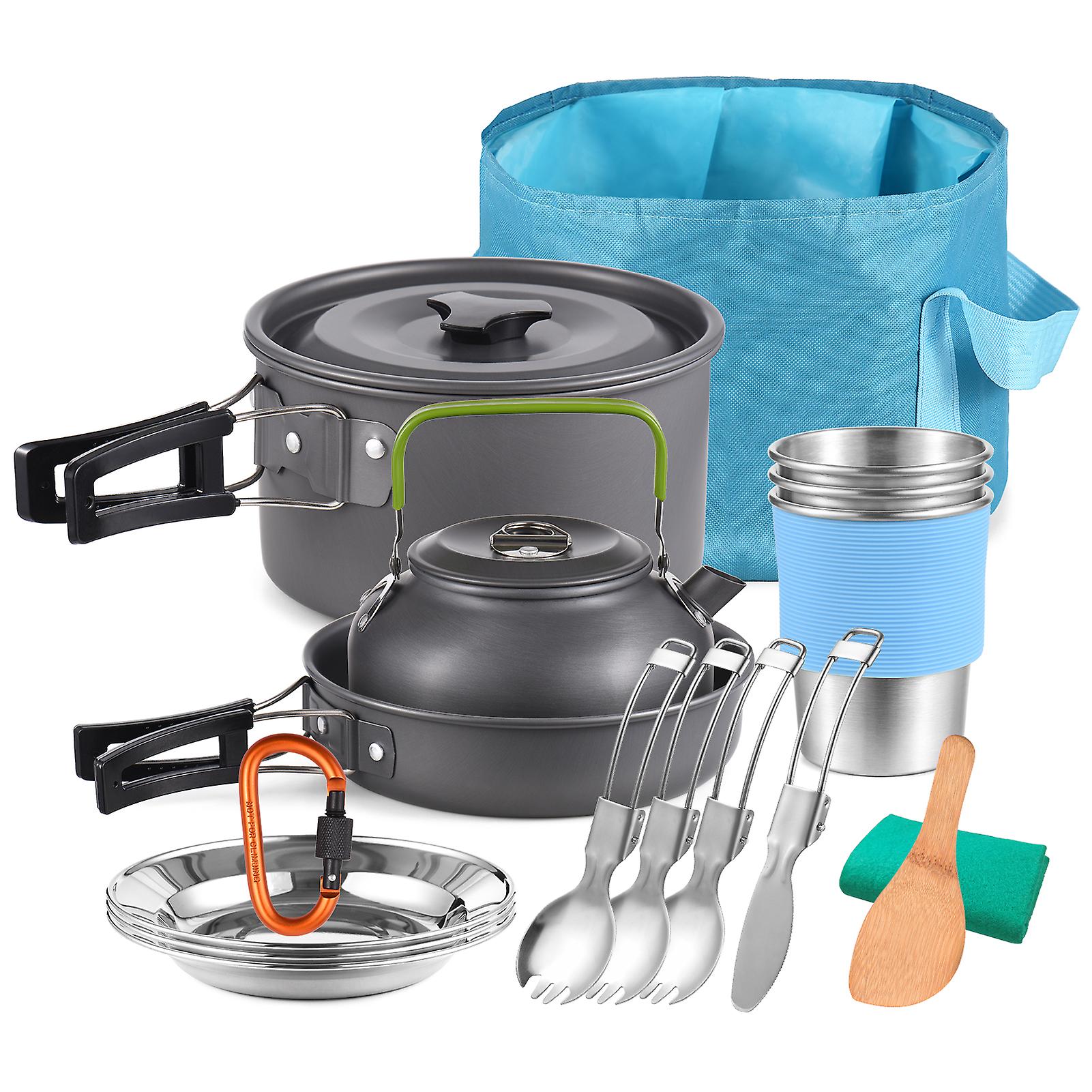 22pcs Camping Cookware Mess Kit Camping Pot And Pan Cooking Set