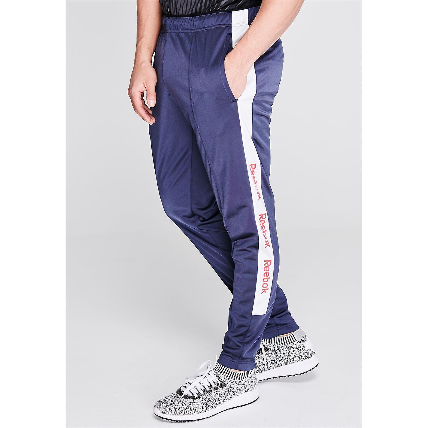 Reebok Mens Open Hem Poly Tracksuit Bottoms Polyester Sports Running