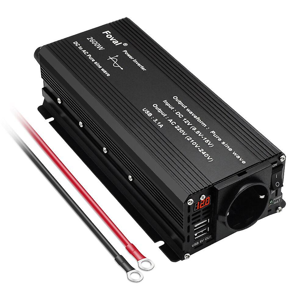 12V To 220v 230v Pure Sine Wave Inverter 1500w/2200w/2600w Converter Eu Socket 12 Volts Solar Transformer Led Voltmeter Inversor