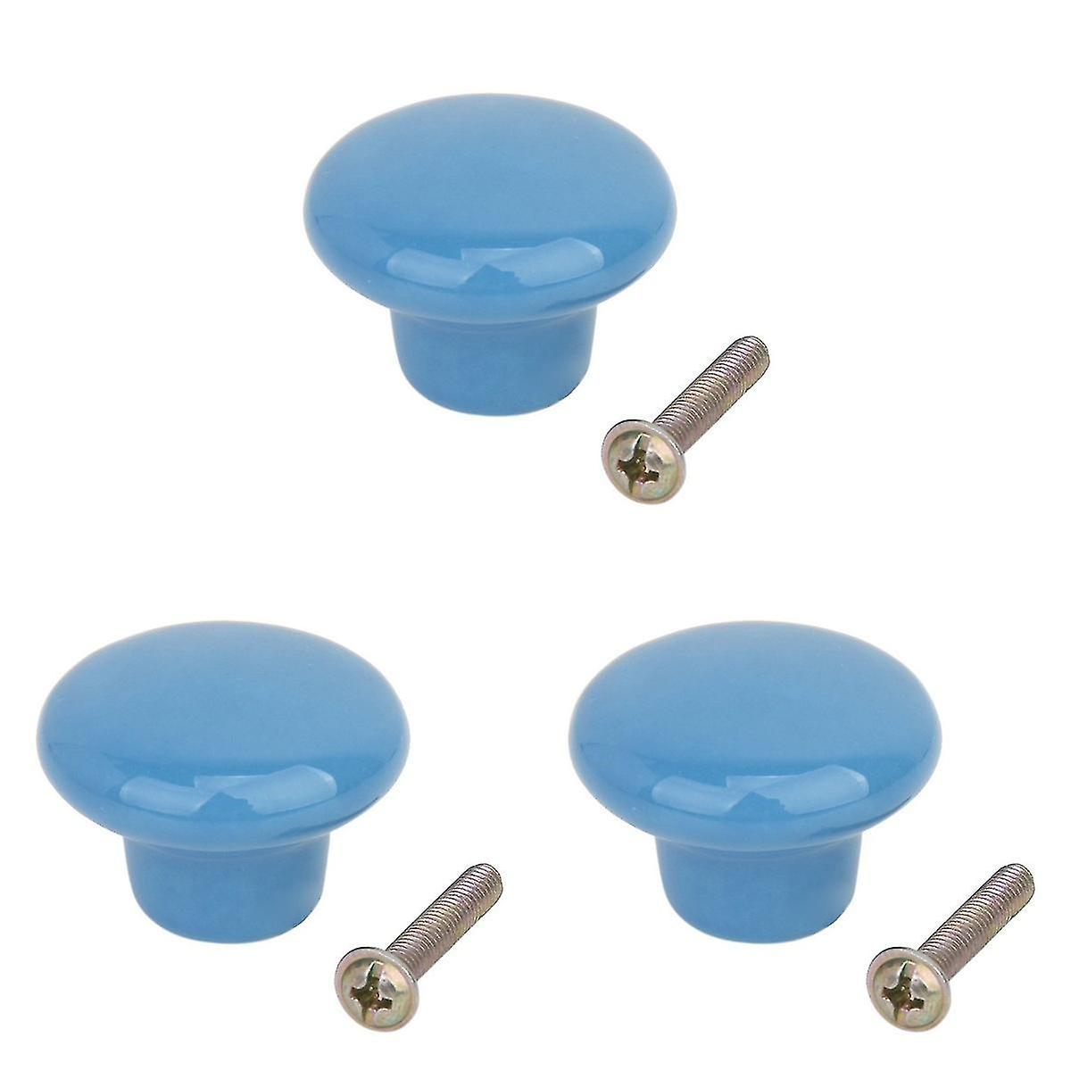 15 Pcs Durable Round Ceramic Kitchen Cupboard Cabinet Drawer Door Knobs Pull Handles - Size S (blue)