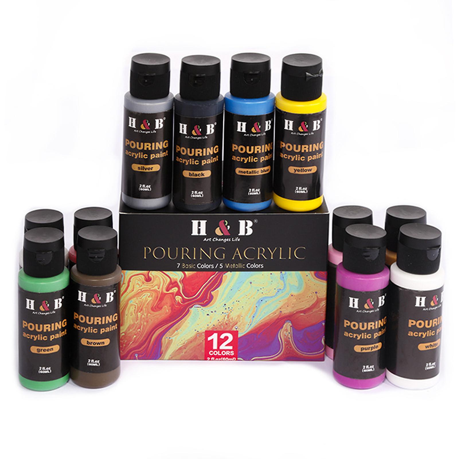 H&b 12 Colors Pouring Acrylic Paint Set