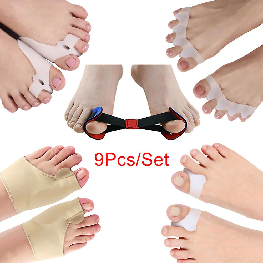9pcs/set Bunion Corrector Big Toe Separators Straightener Hammer