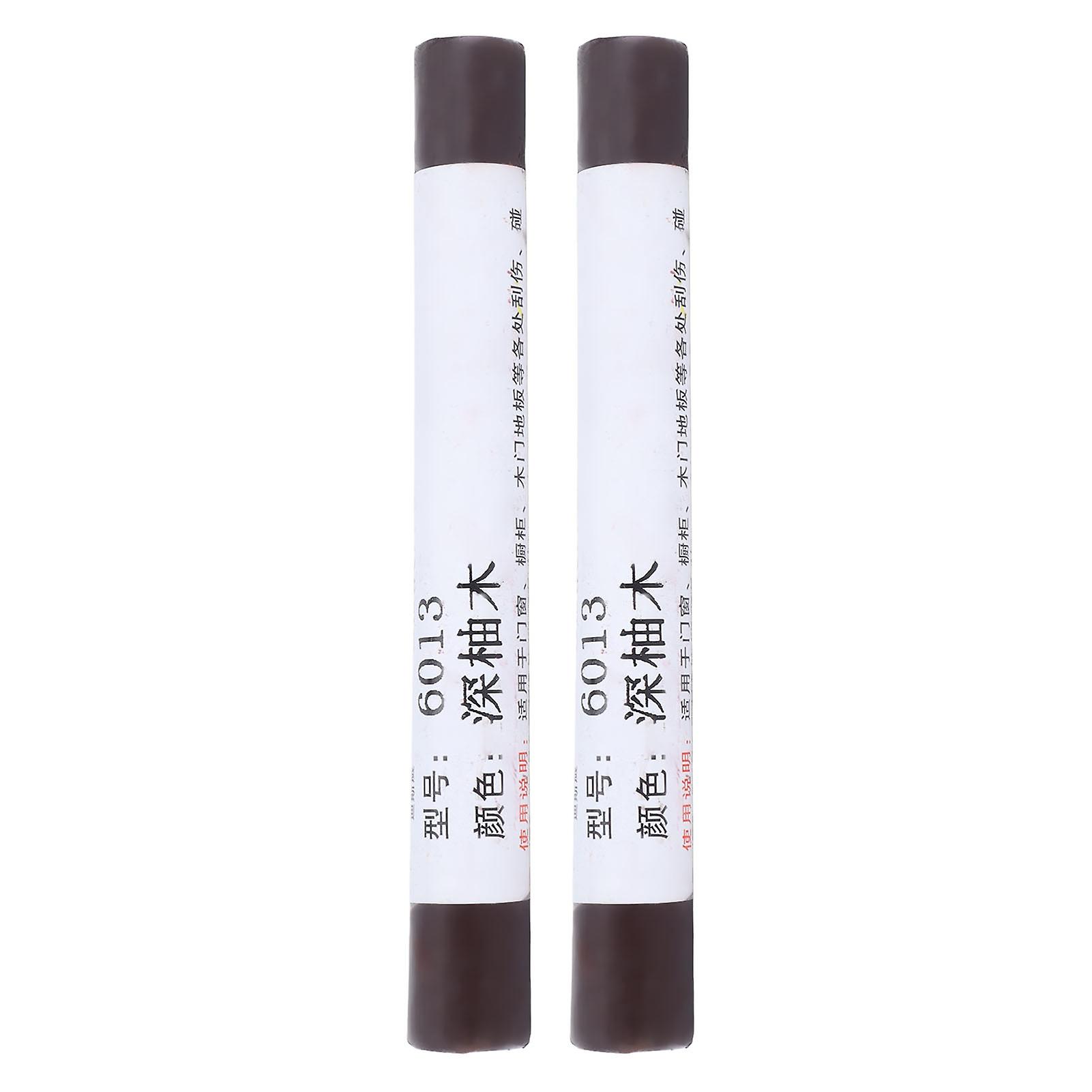 2pcs Furniture Paint Floor Repair Crayon Scratch Patch Paint Pen Wood Composite Repairing Material Dark Teak