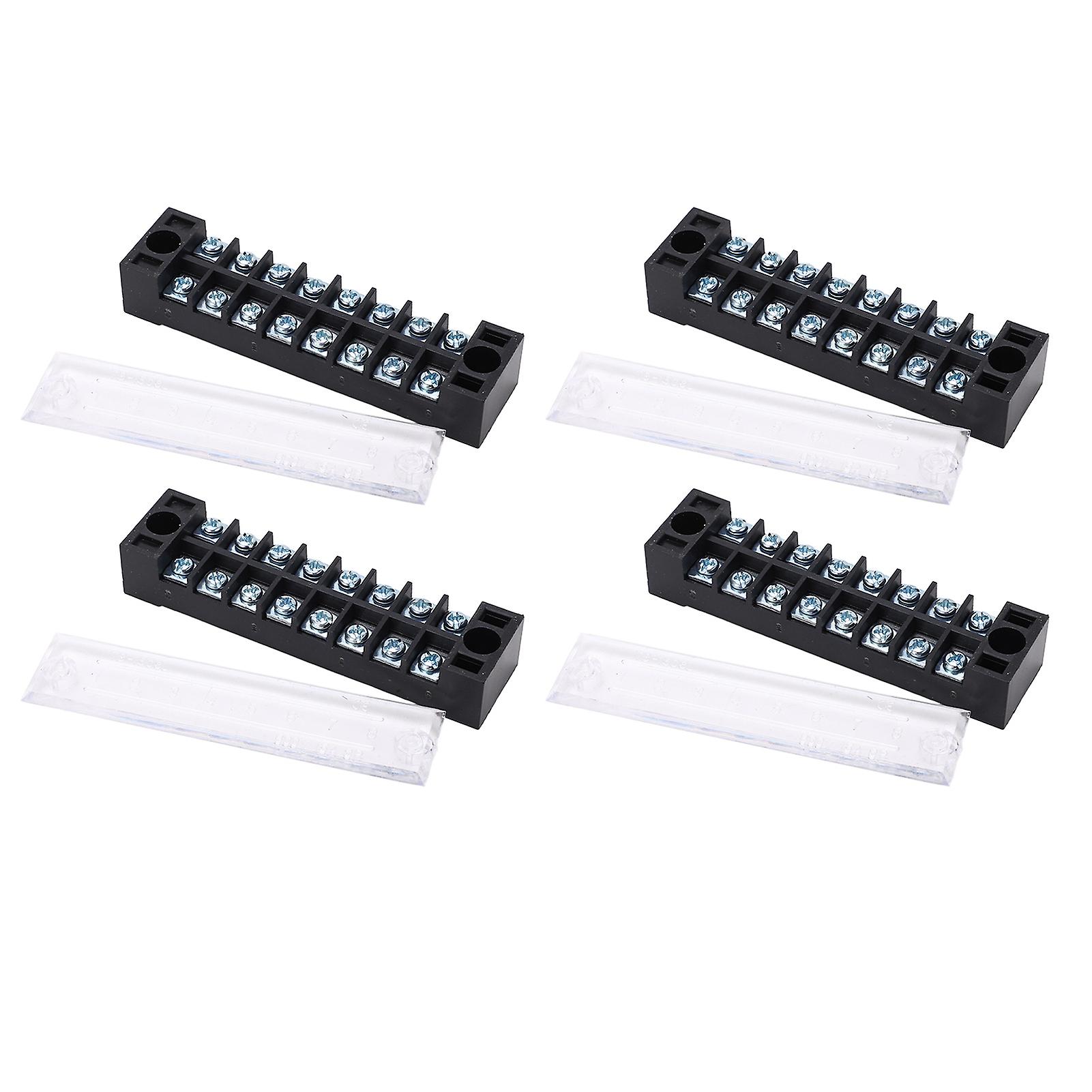 4 Pcs Terminal Block 15A 600V Dual Row Screw Terminal Barrier Strip for ...