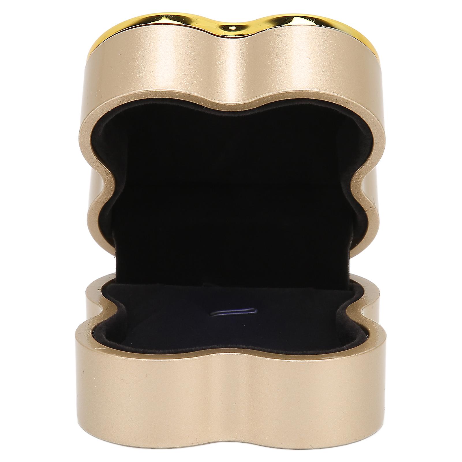 Schmuck Geschenkbox Vierblättrige Kleeblattform weiche Beflockung Halskette Display Aufbewahrungsbox mit LichtGold