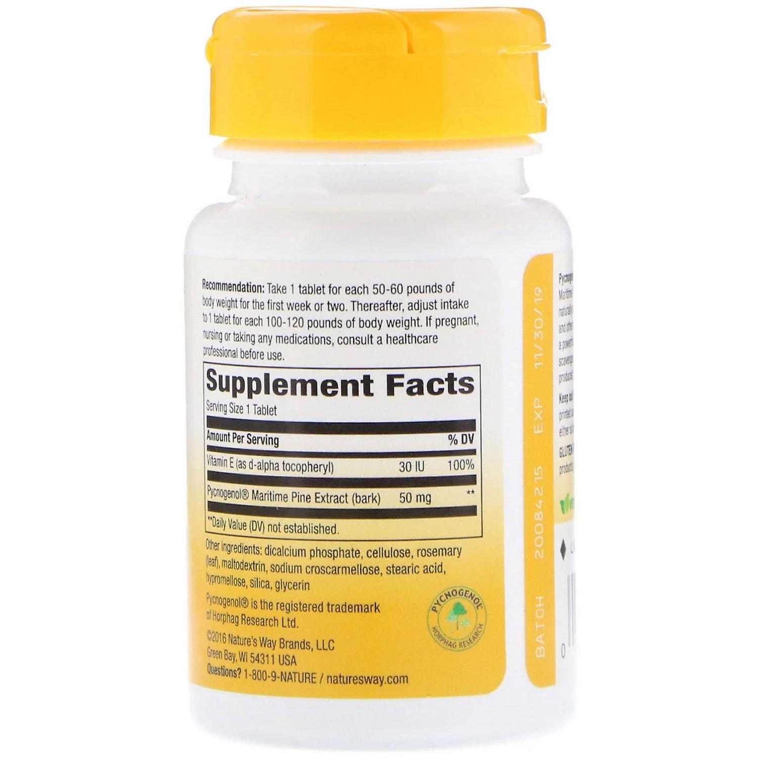 Nature's Way, Pycnogenol, Pine Bark Extract, 50 mg, 30 Tablets