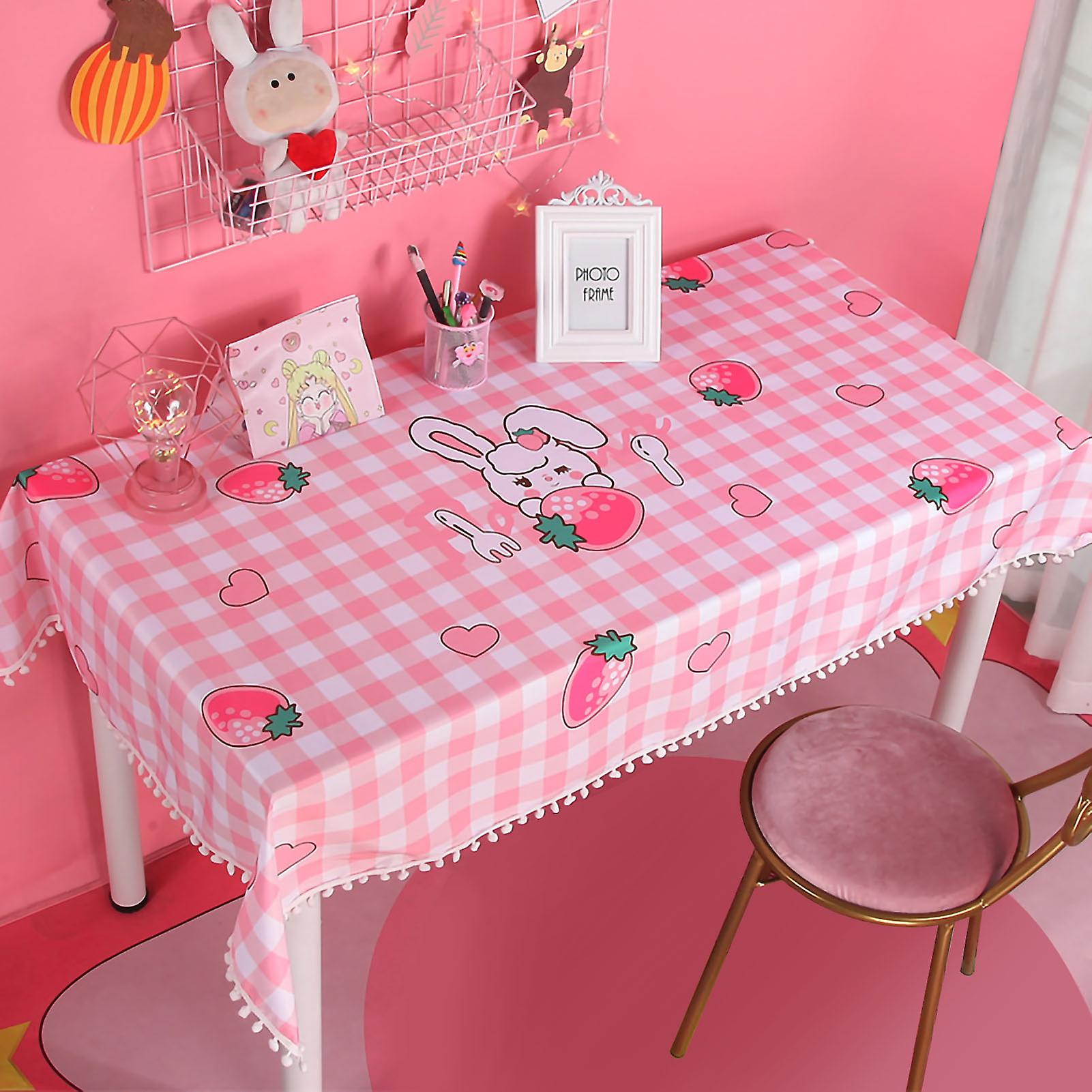 Tablecloth Cartoon Cute Ins Style Polyester Rectangle Rustproof Table Cover for Home Restaurant