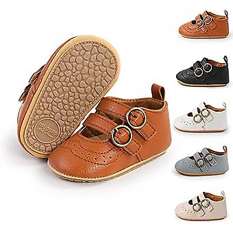 Veeki Baby Girls Soft Sole Bowknot Princess Wedding Dress Mary Jane Flats  Newborn Light Baby Sneaker Shoes-----Brown13cm