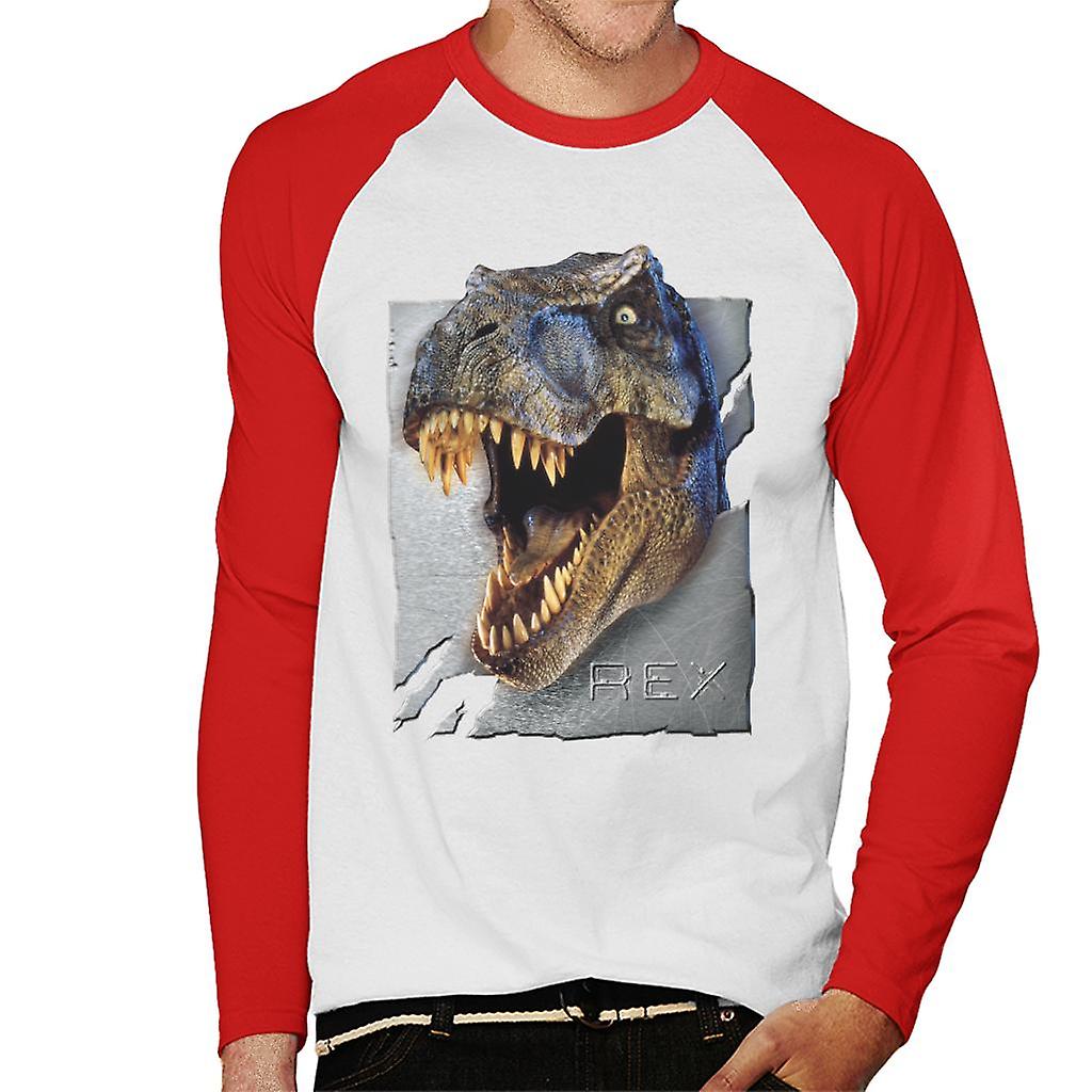 Jurassic Park Rex Character Head Men's Baseball Long Sleeved T-Shirt